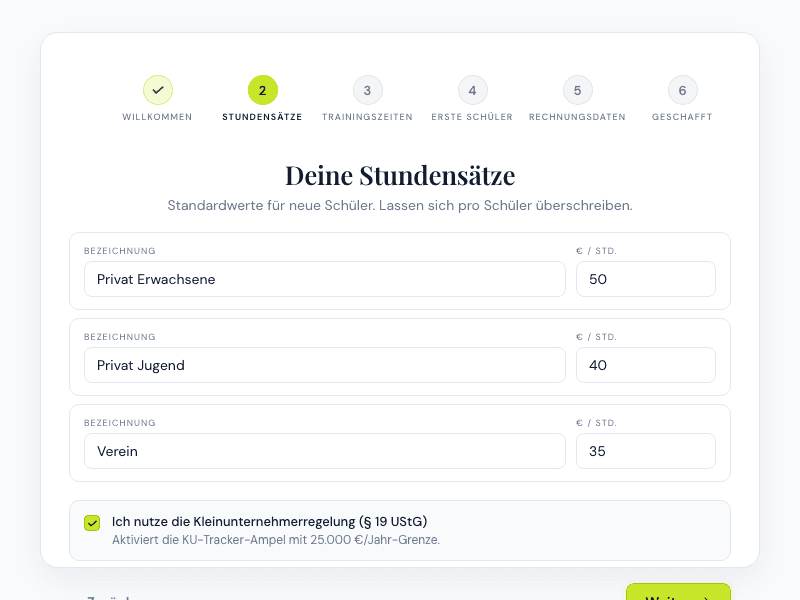 CourtControl Onboarding: Erster Schüler anlegen