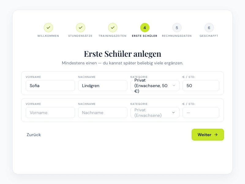 CourtControl Onboarding: Erste Stunde planen